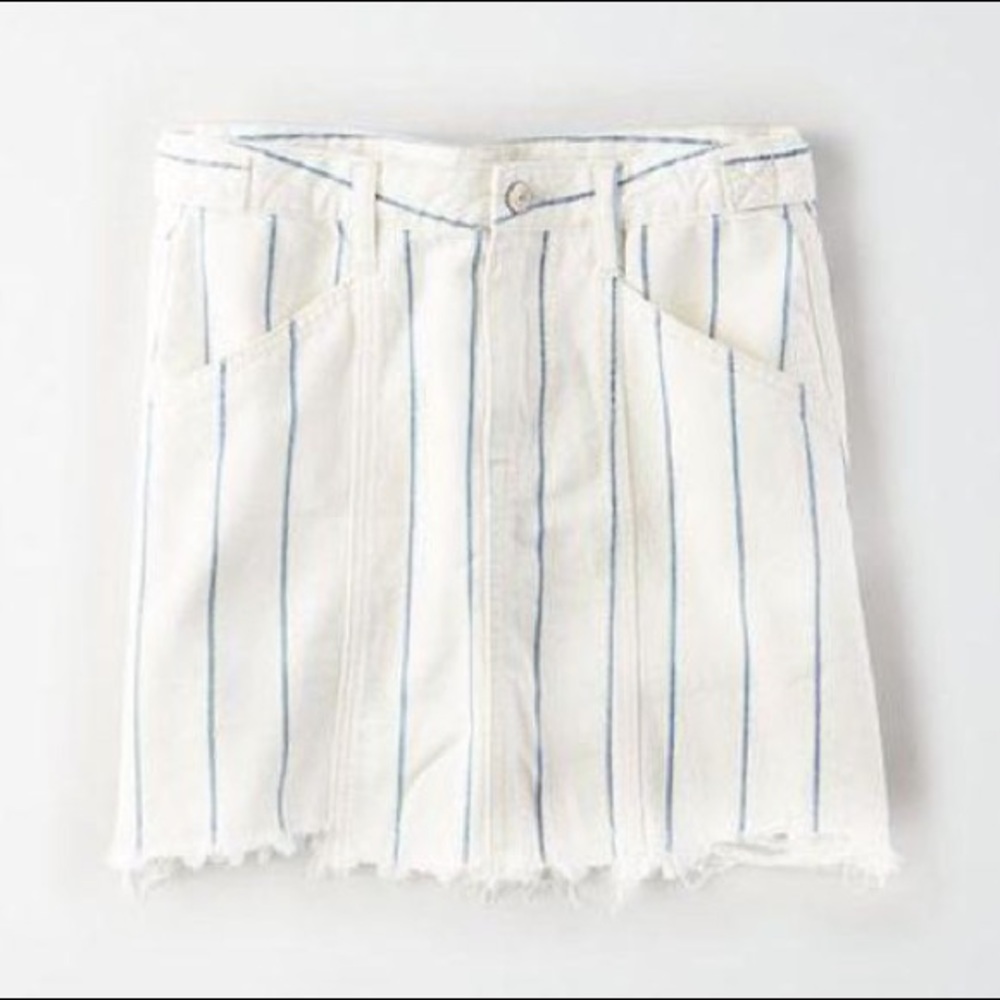 American Eagle Striped Distressed Jean Skirt